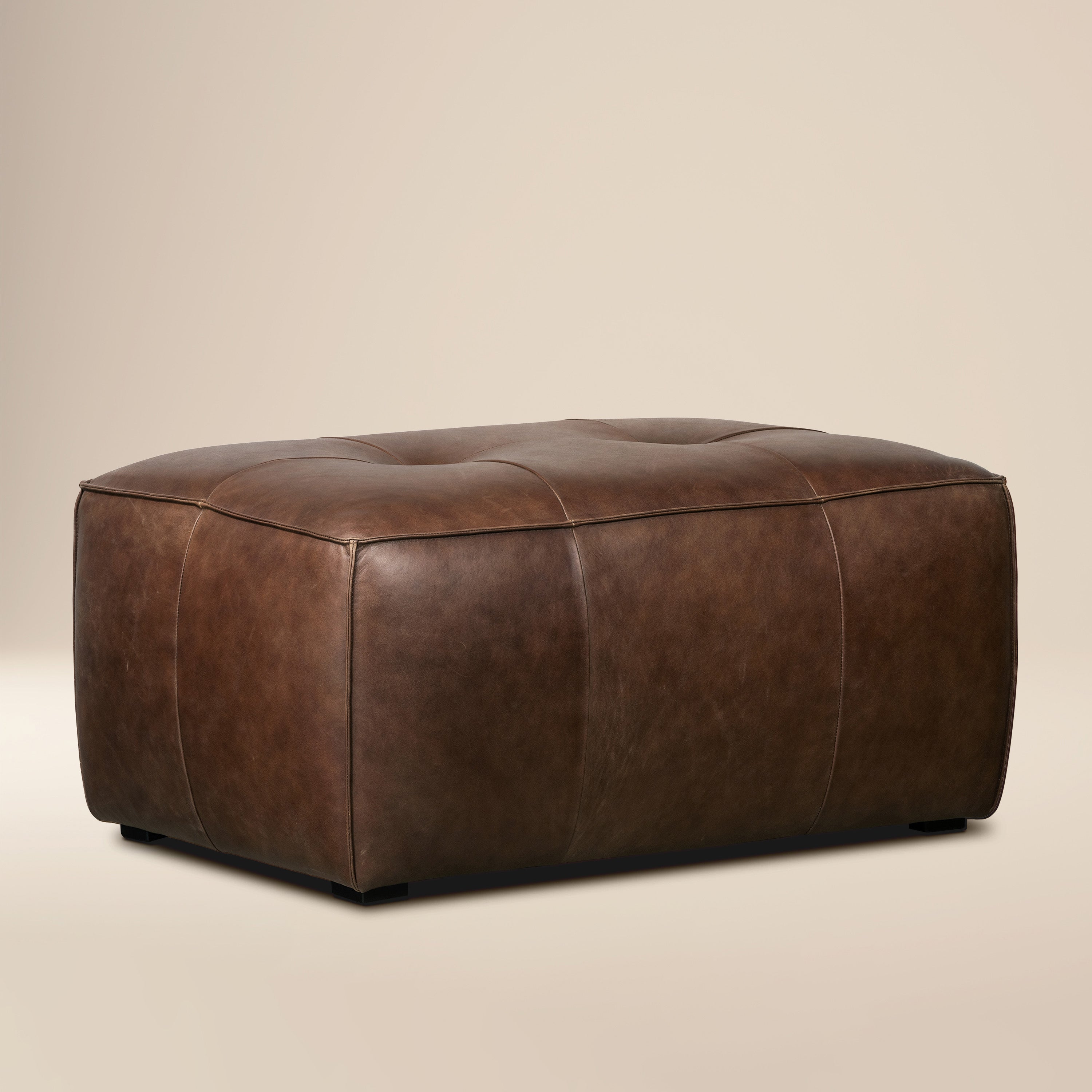 Ottoman en cuir | Marron chocolat