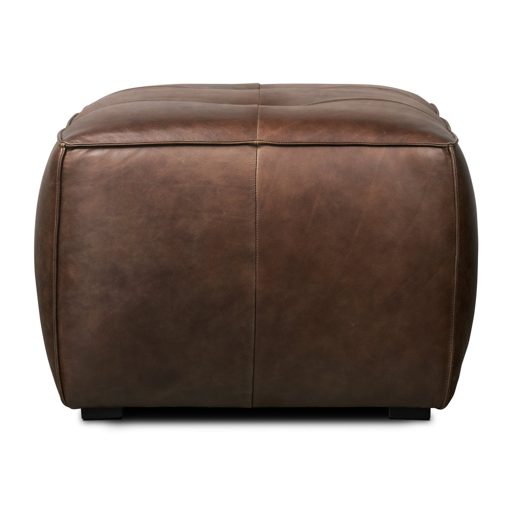 Ottoman en cuir | Marron chocolat