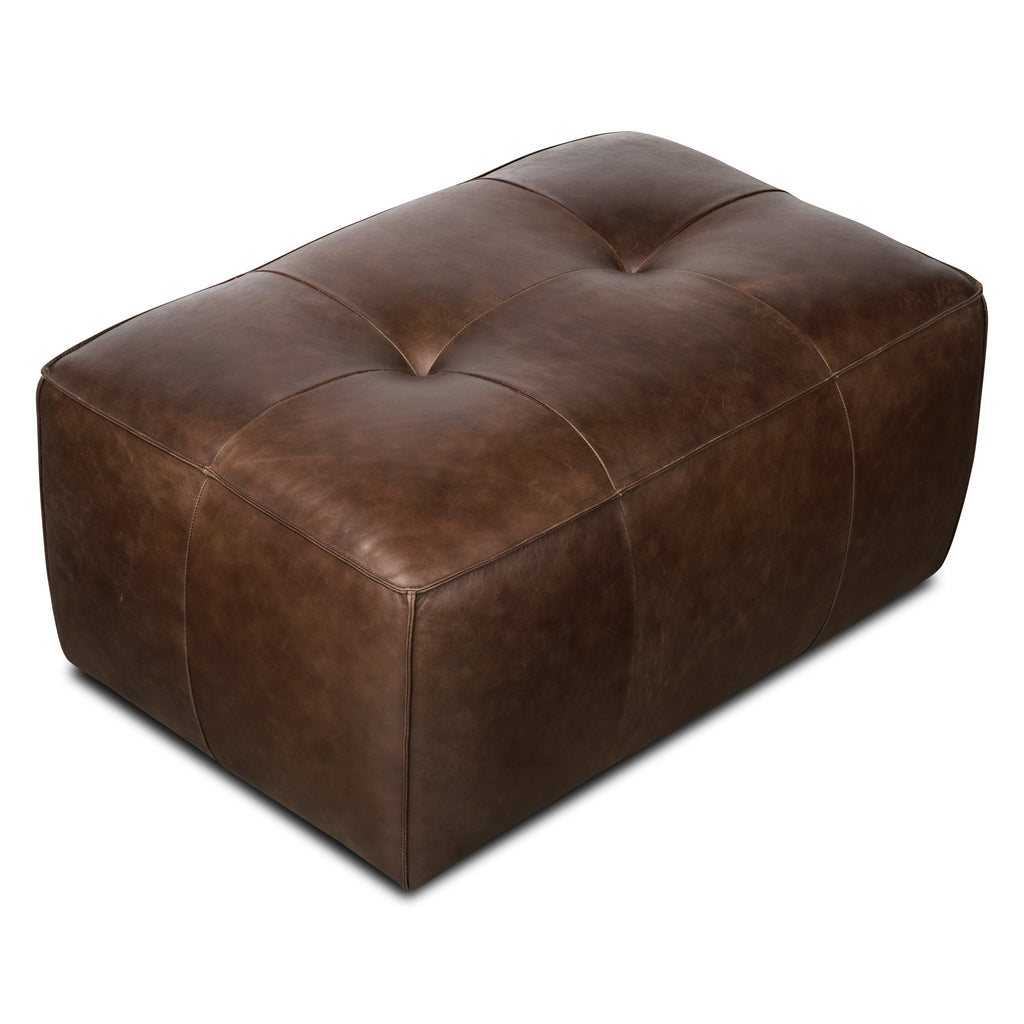Ottoman en cuir | Marron chocolat