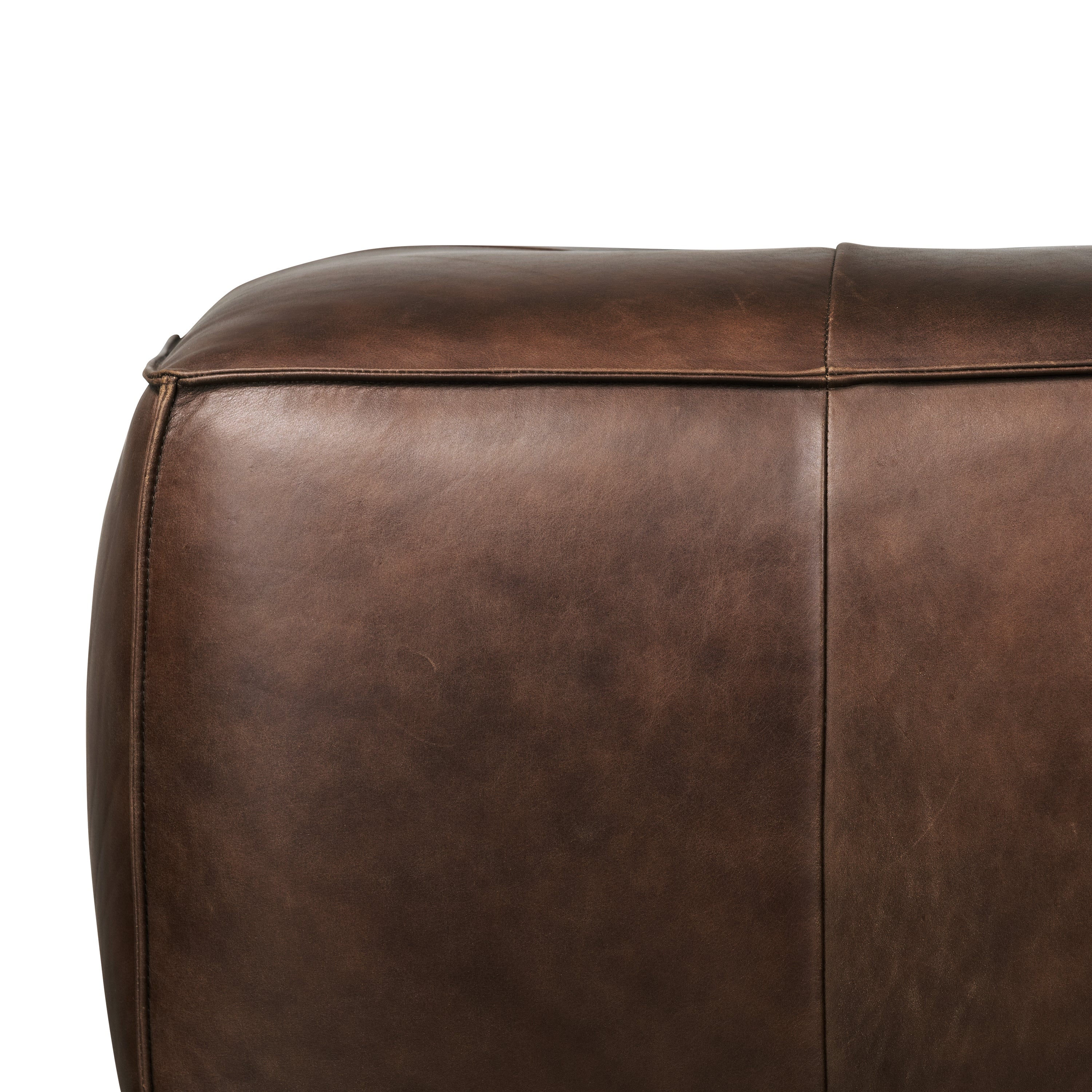 Ottoman en cuir | Marron chocolat