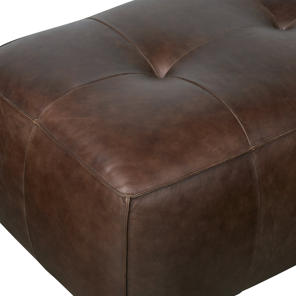 Ottoman en cuir | Marron chocolat