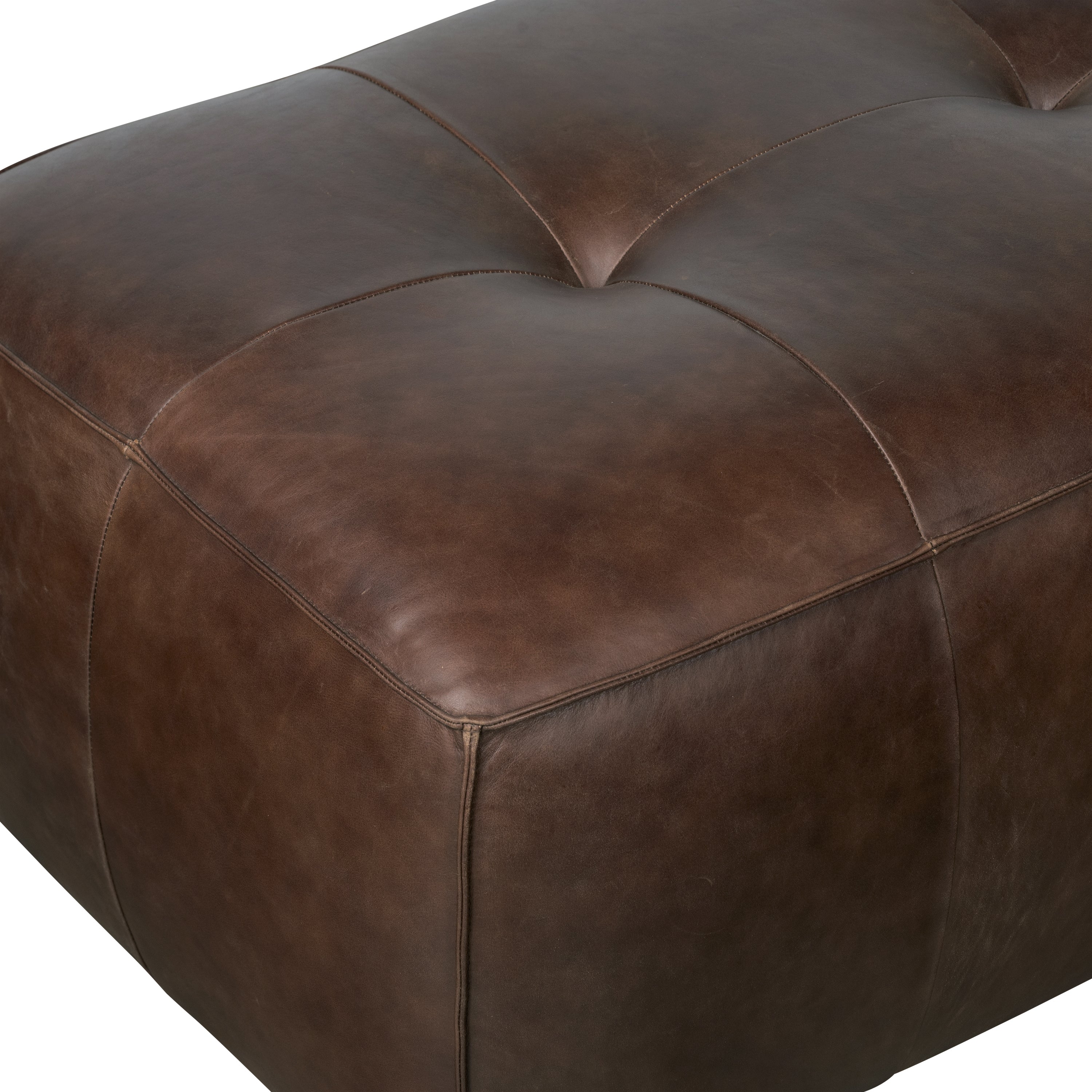 Ottoman en cuir | Marron chocolat