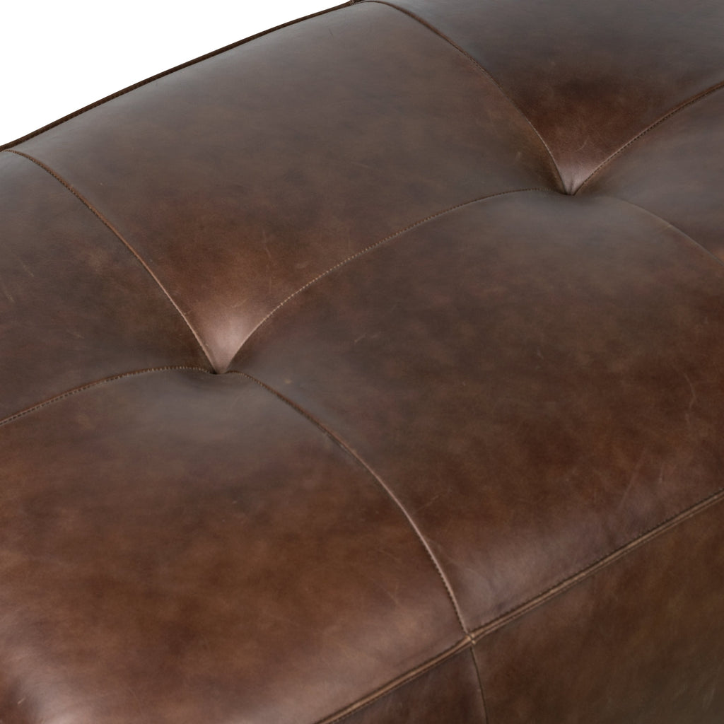 Ottoman en cuir | Marron chocolat