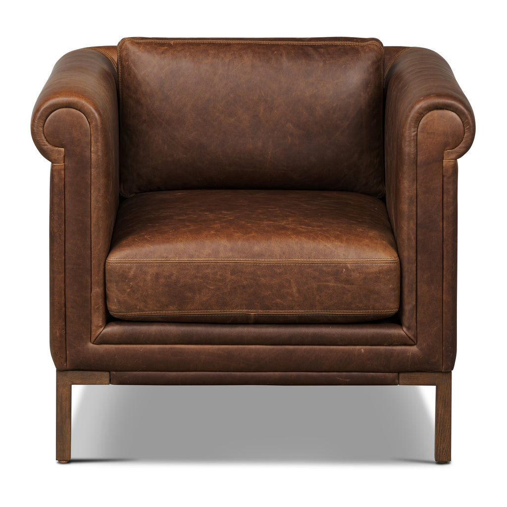 Fauteuil en cuir | Marron chocolat
