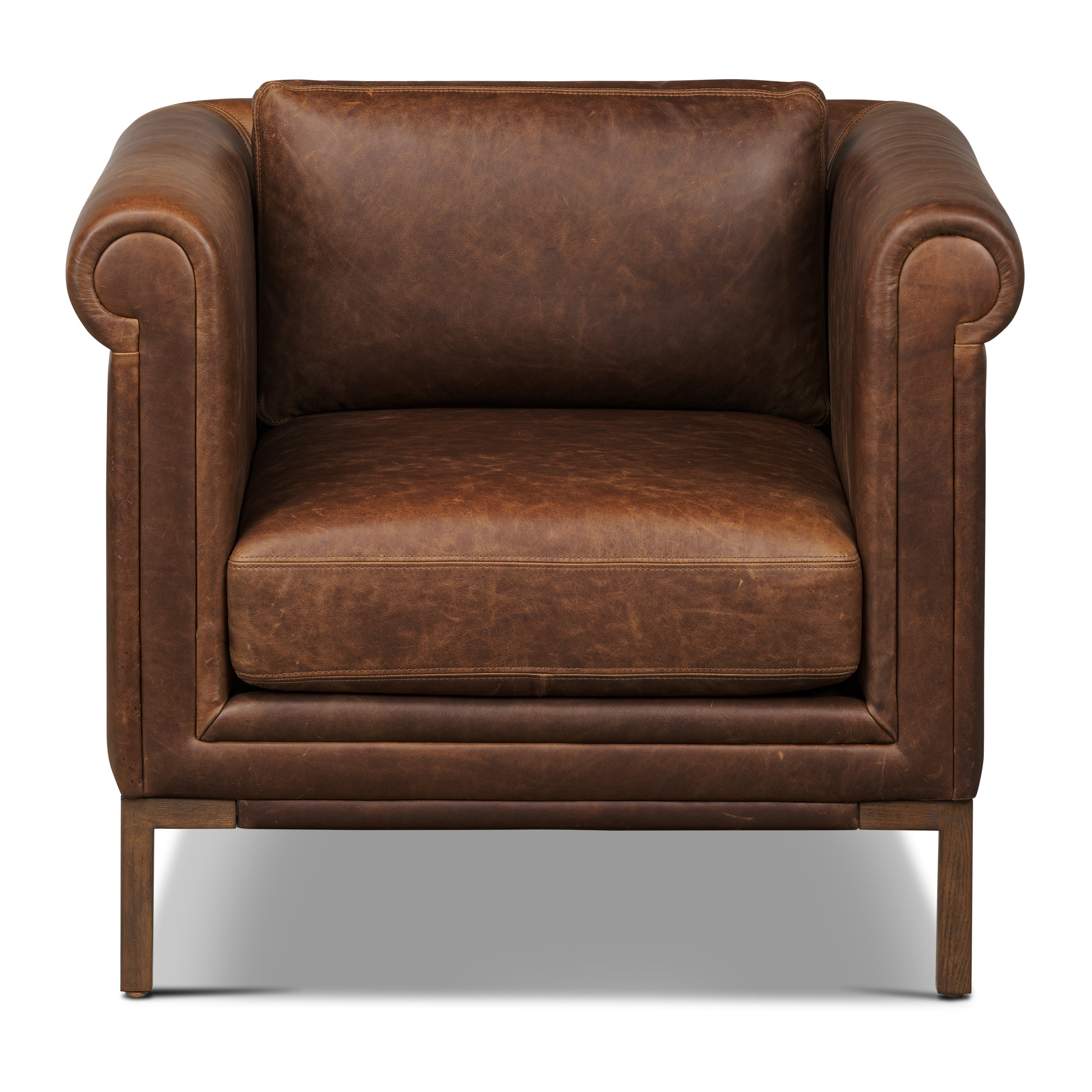 Fauteuil en cuir | Marron chocolat