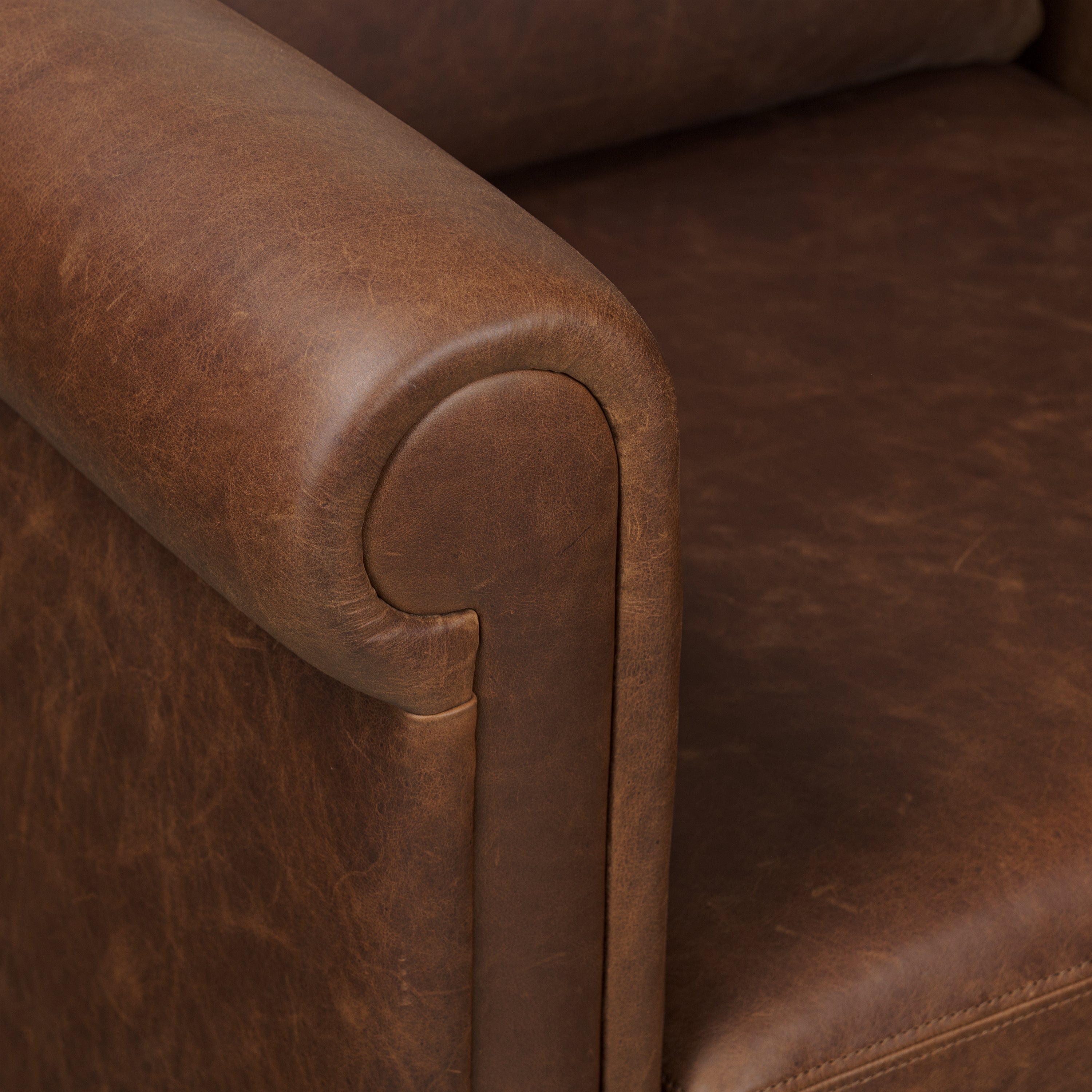 Fauteuil en cuir | Marron chocolat