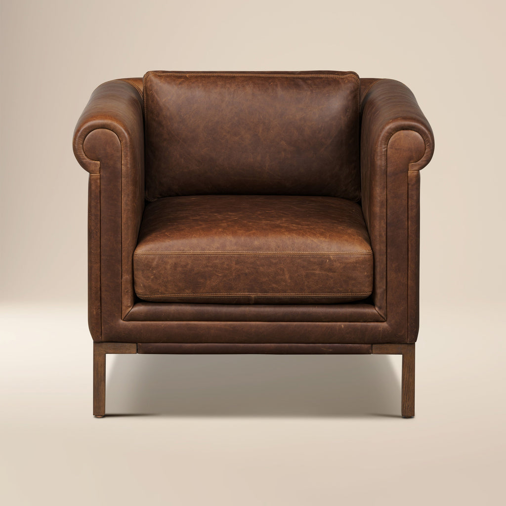 Fauteuil en cuir | Marron chocolat