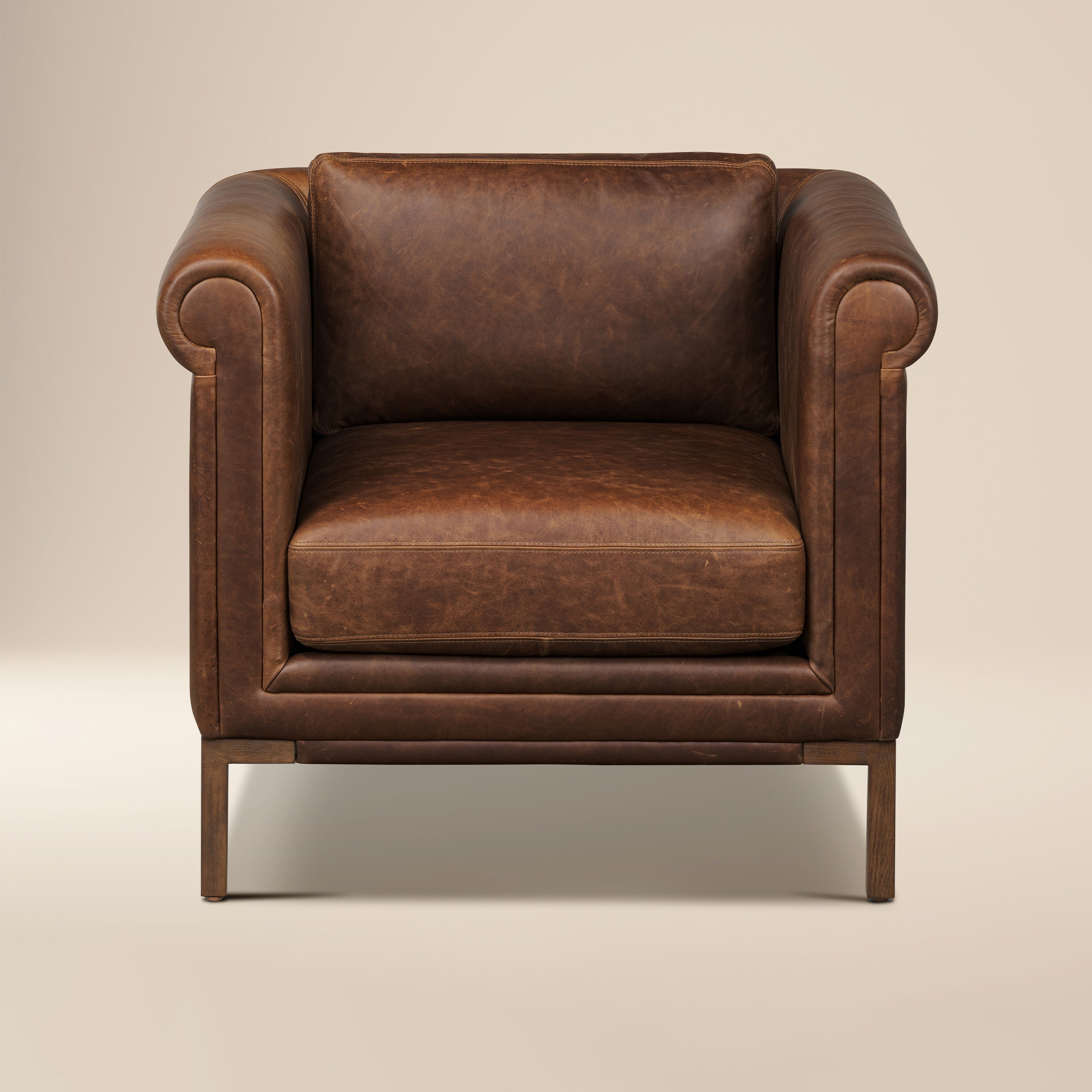 Fauteuil en cuir | Marron chocolat