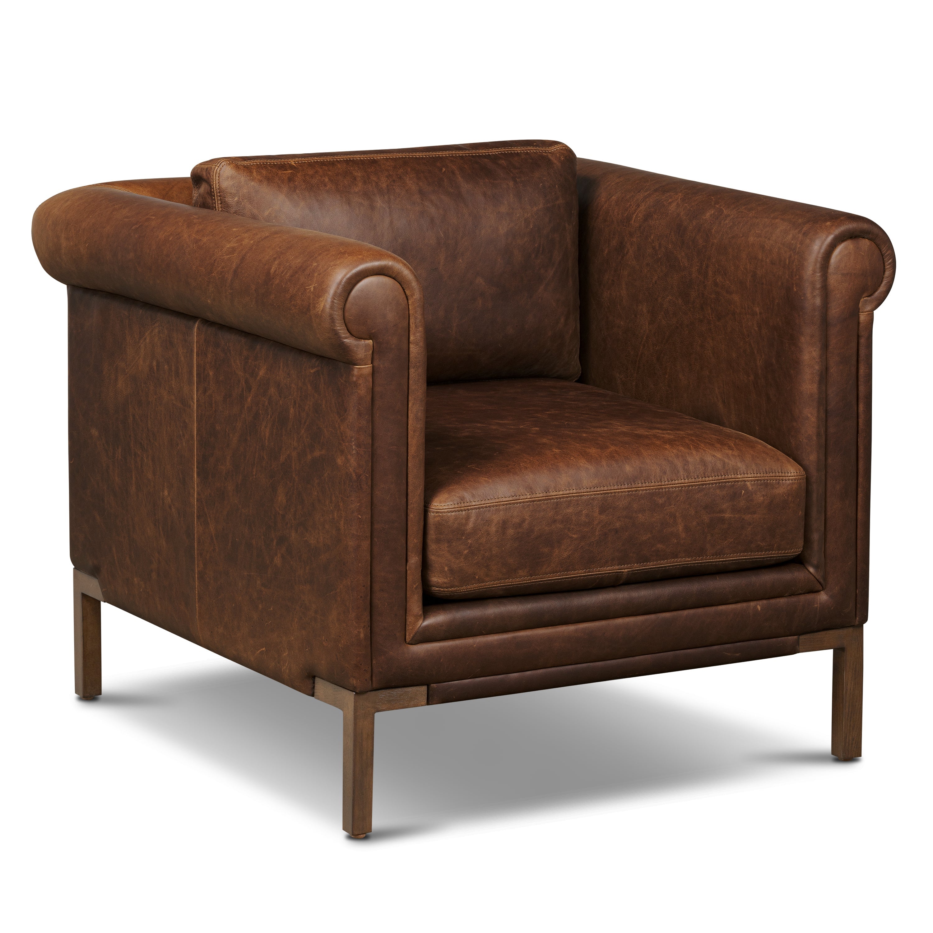 Fauteuil en cuir | Marron chocolat