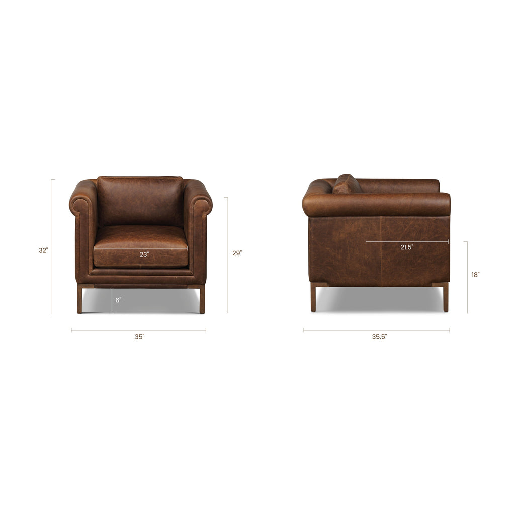 Fauteuil en cuir | Marron chocolat