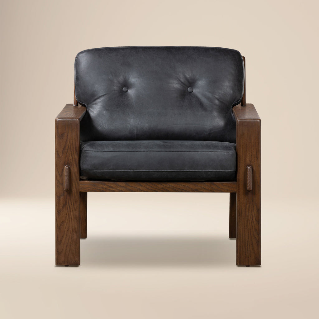 Fauteuil en cuir | Noir onyx