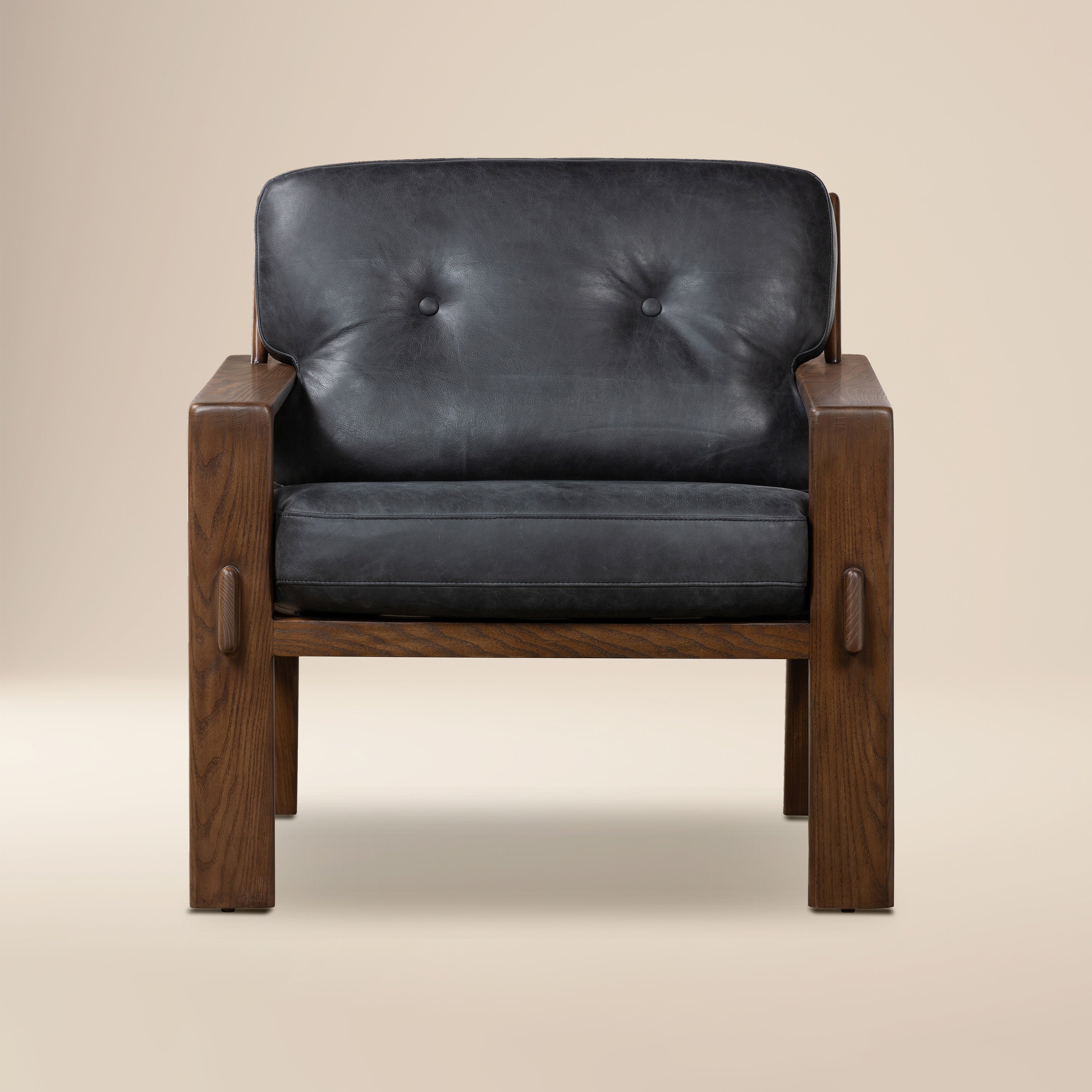 Fauteuil en cuir | Noir onyx