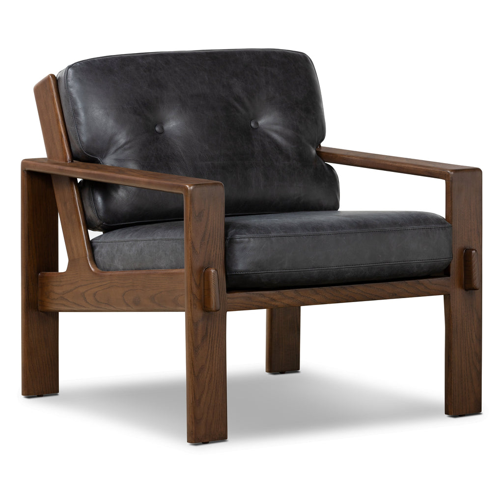 Fauteuil en cuir | Noir onyx