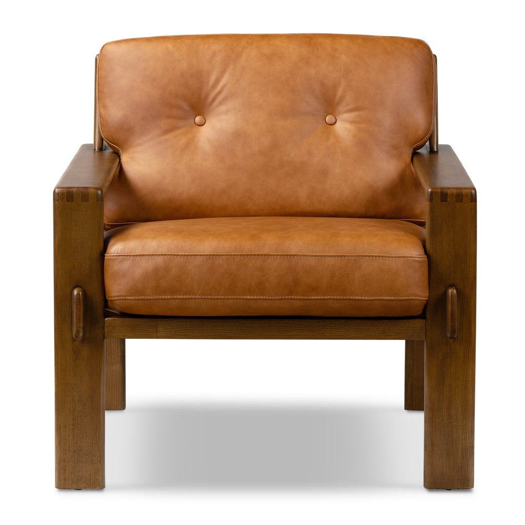 Fauteuil de salon en cuir | Cognac