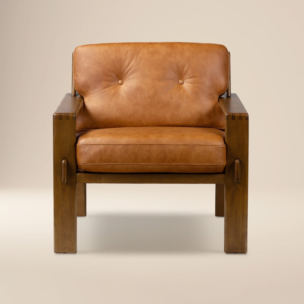 Fauteuil de salon en cuir | Cognac