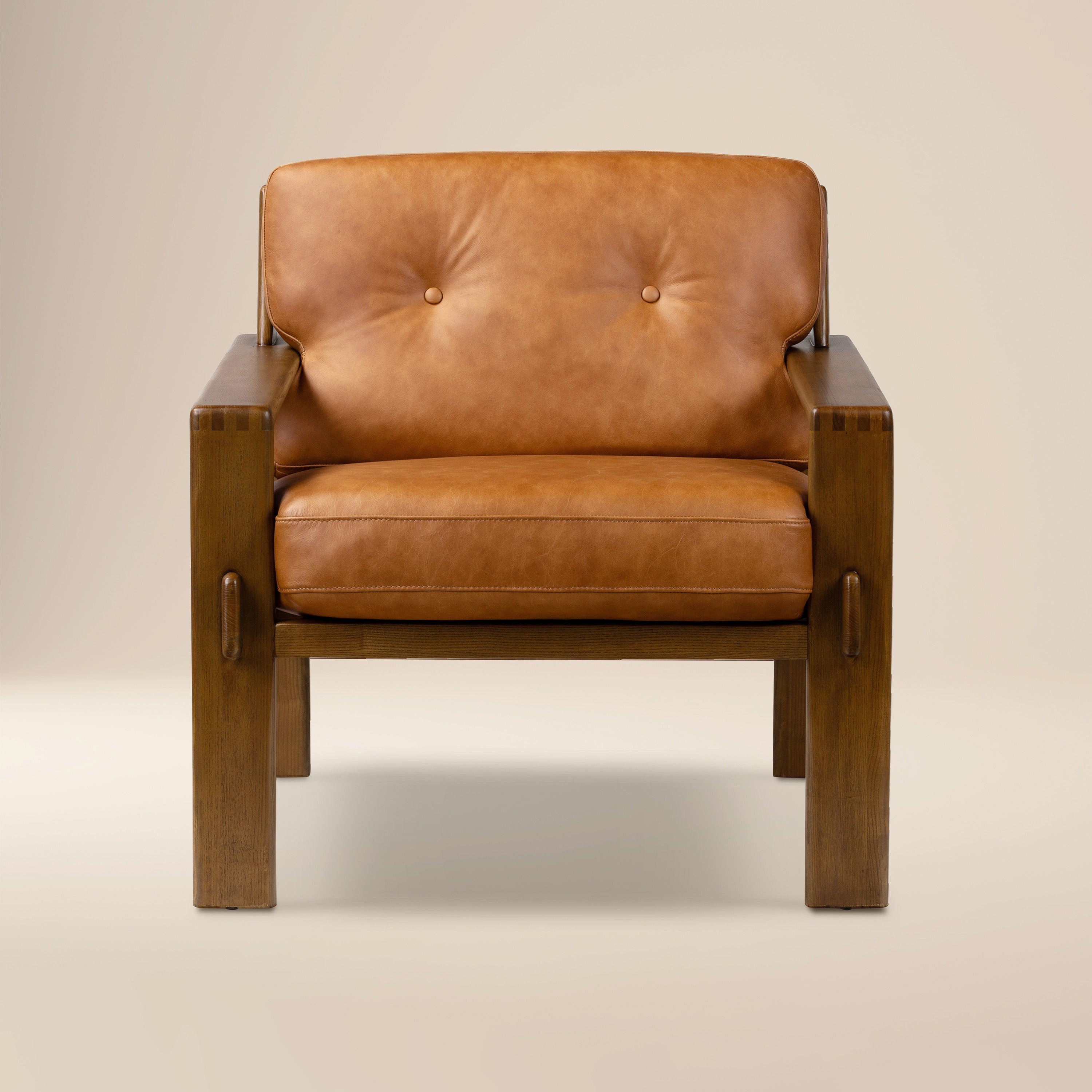 Fauteuil de salon en cuir | Cognac