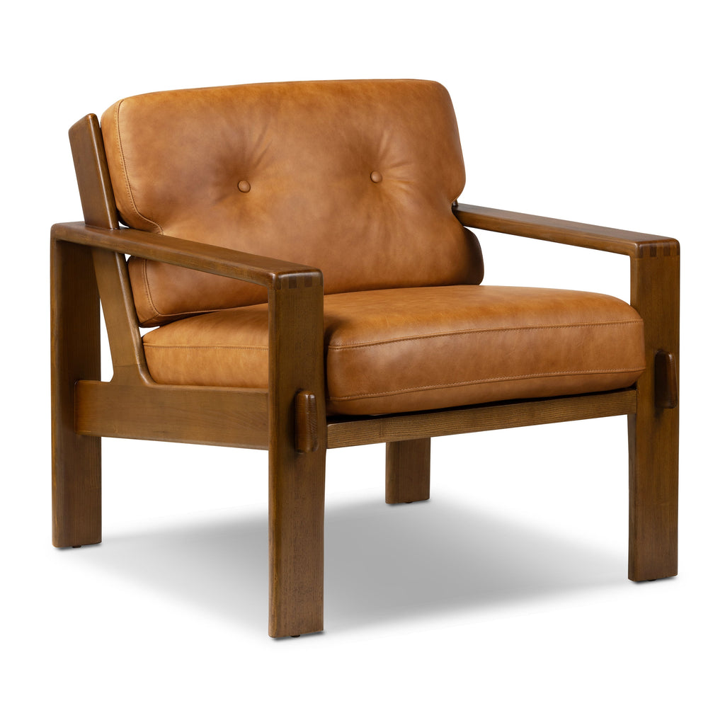 Fauteuil de salon en cuir | Cognac
