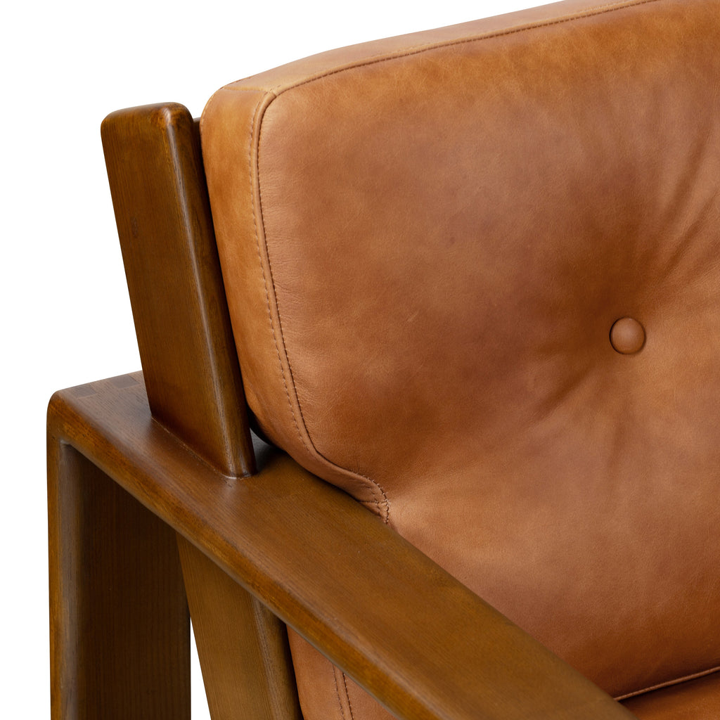 Fauteuil de salon en cuir | Cognac