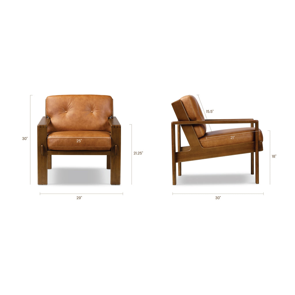 Fauteuil de salon en cuir | Cognac