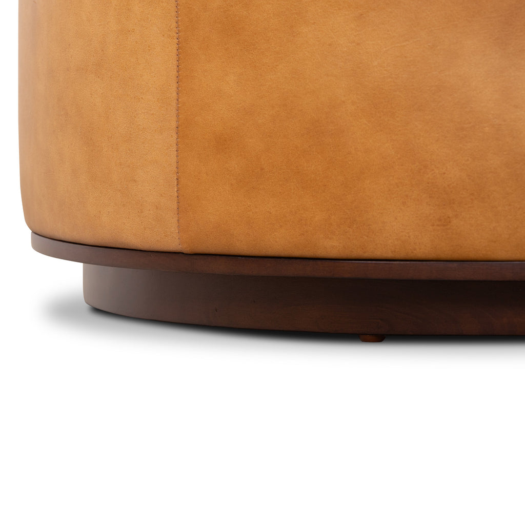 Pouffe de rangement en cuir | Tannage cognac