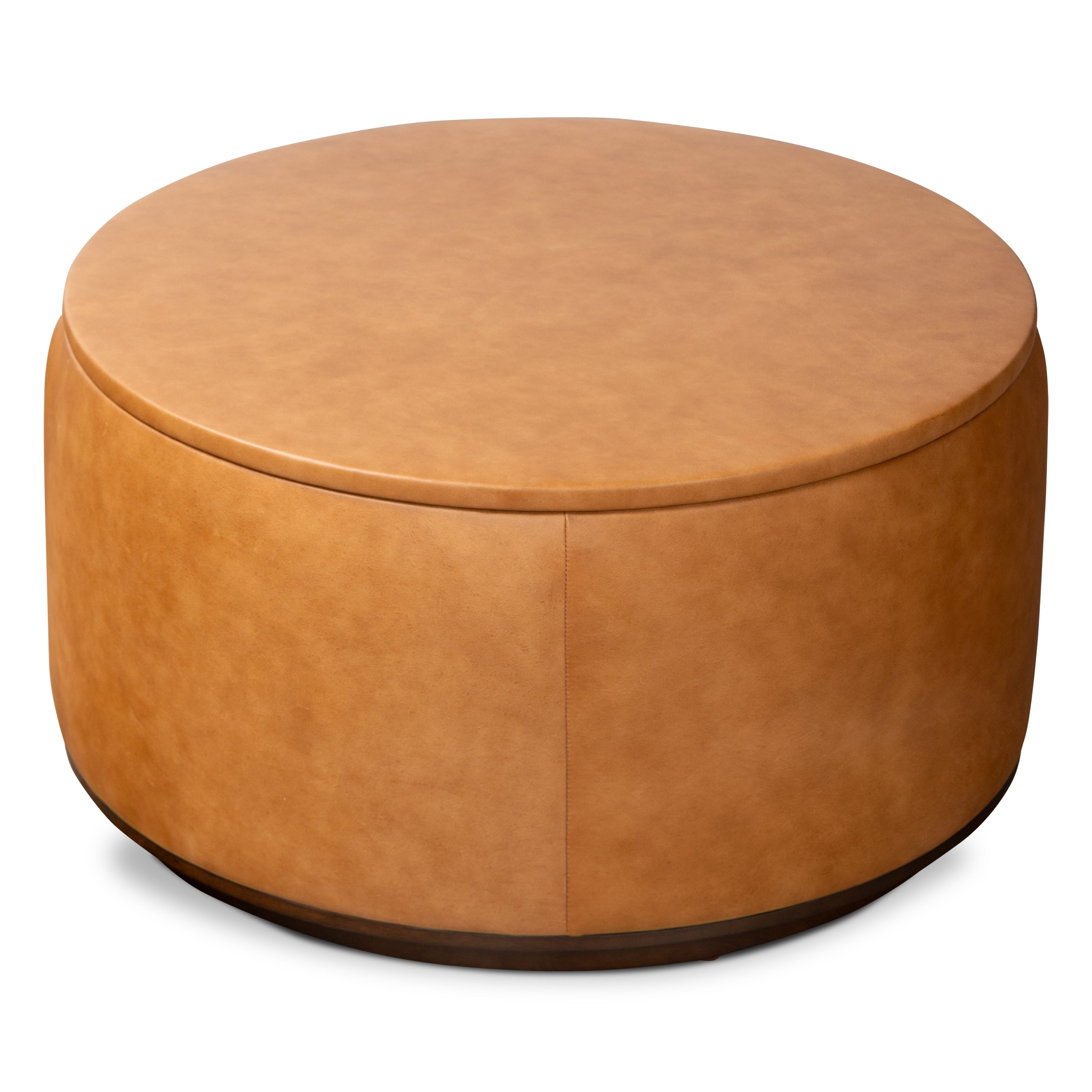 Pouffe de rangement en cuir | Tannage cognac