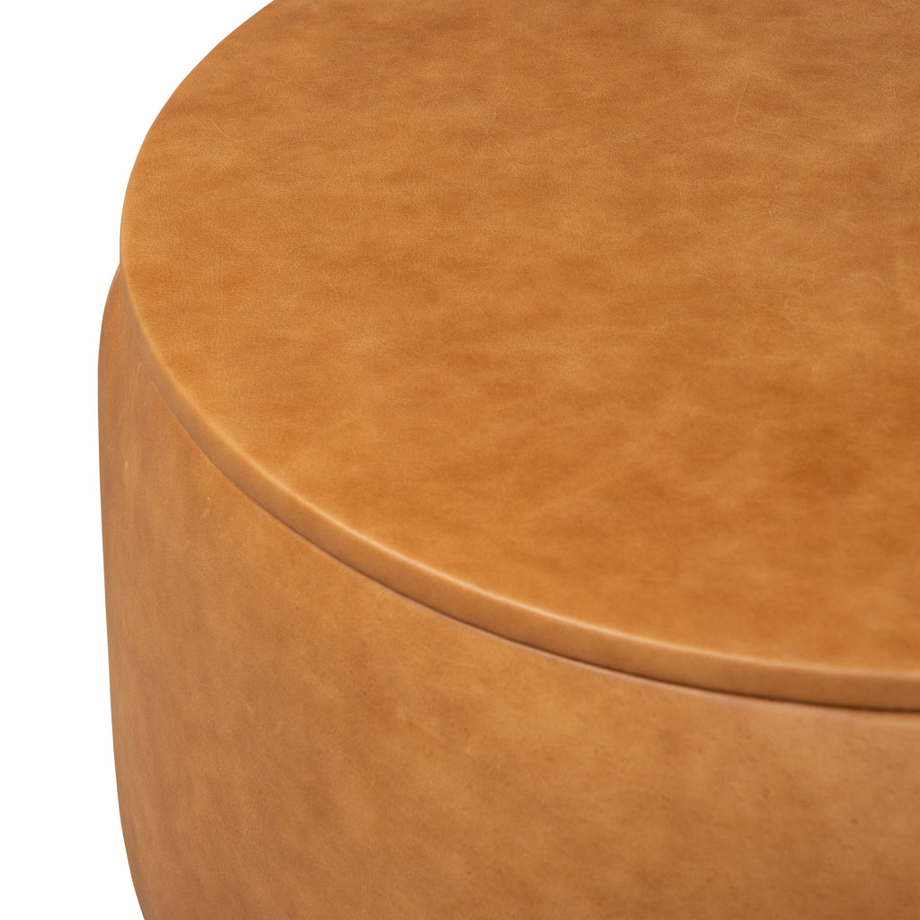Pouffe de rangement en cuir | Tannage cognac