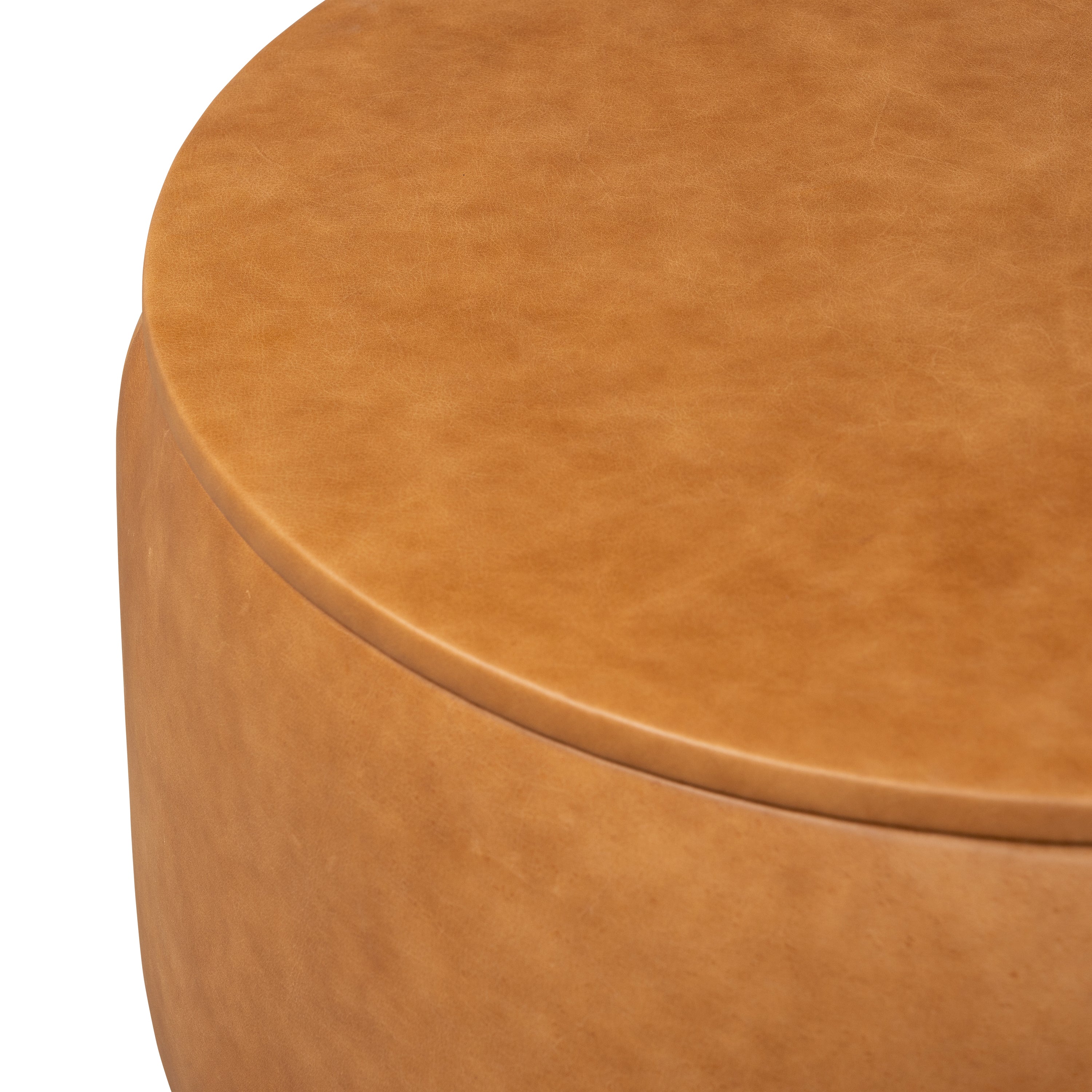 Pouffe de rangement en cuir | Tannage cognac