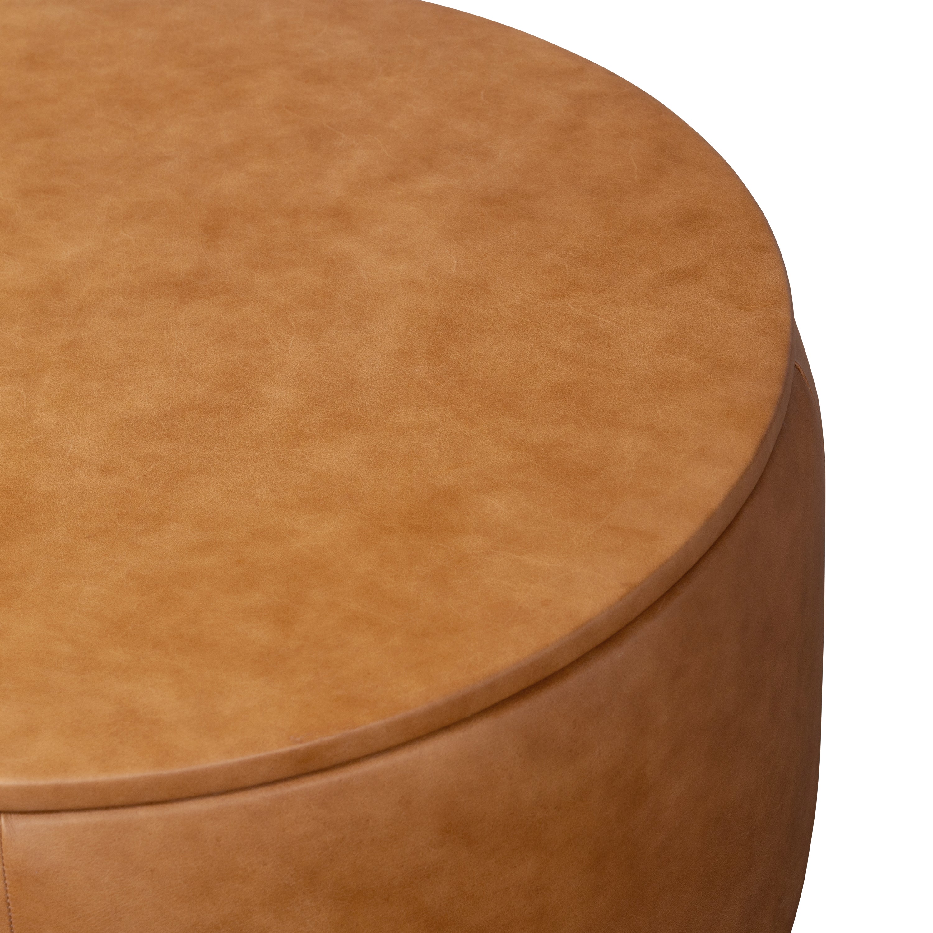 Pouffe de rangement en cuir | Tannage cognac