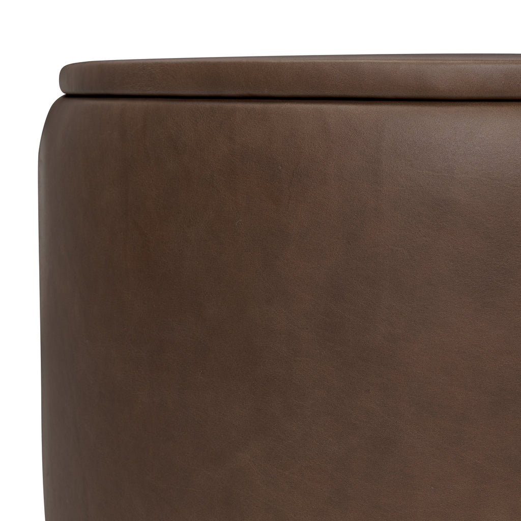Pouf de rangement en cuir | Marron cacao
