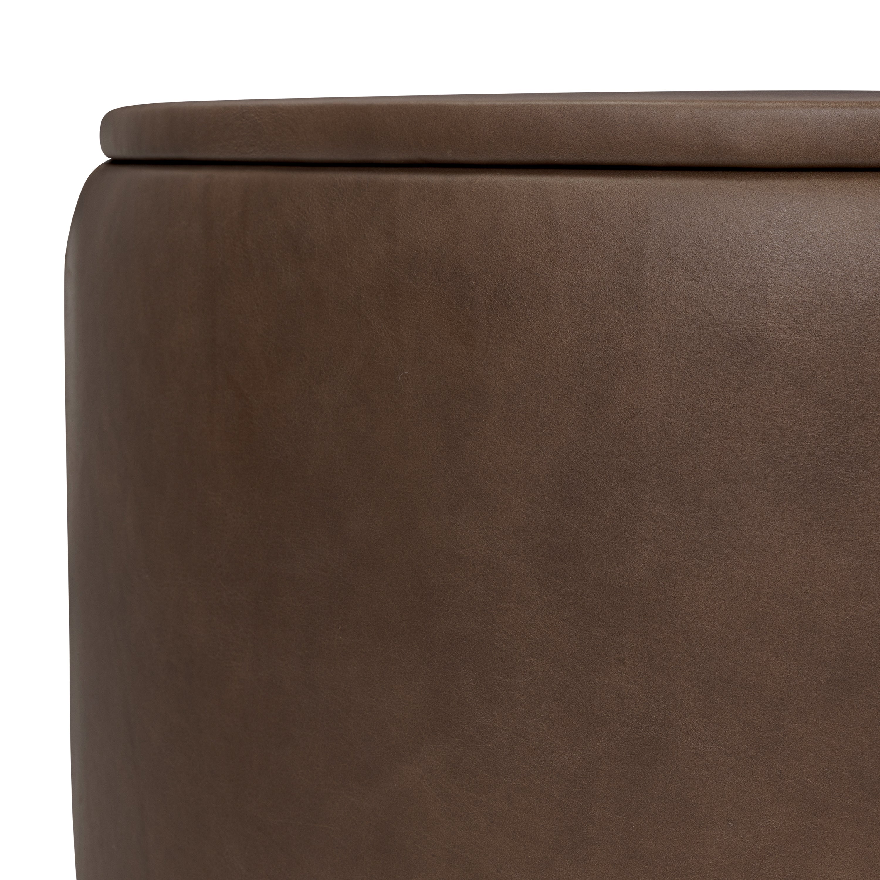 Pouf de rangement en cuir | Marron cacao