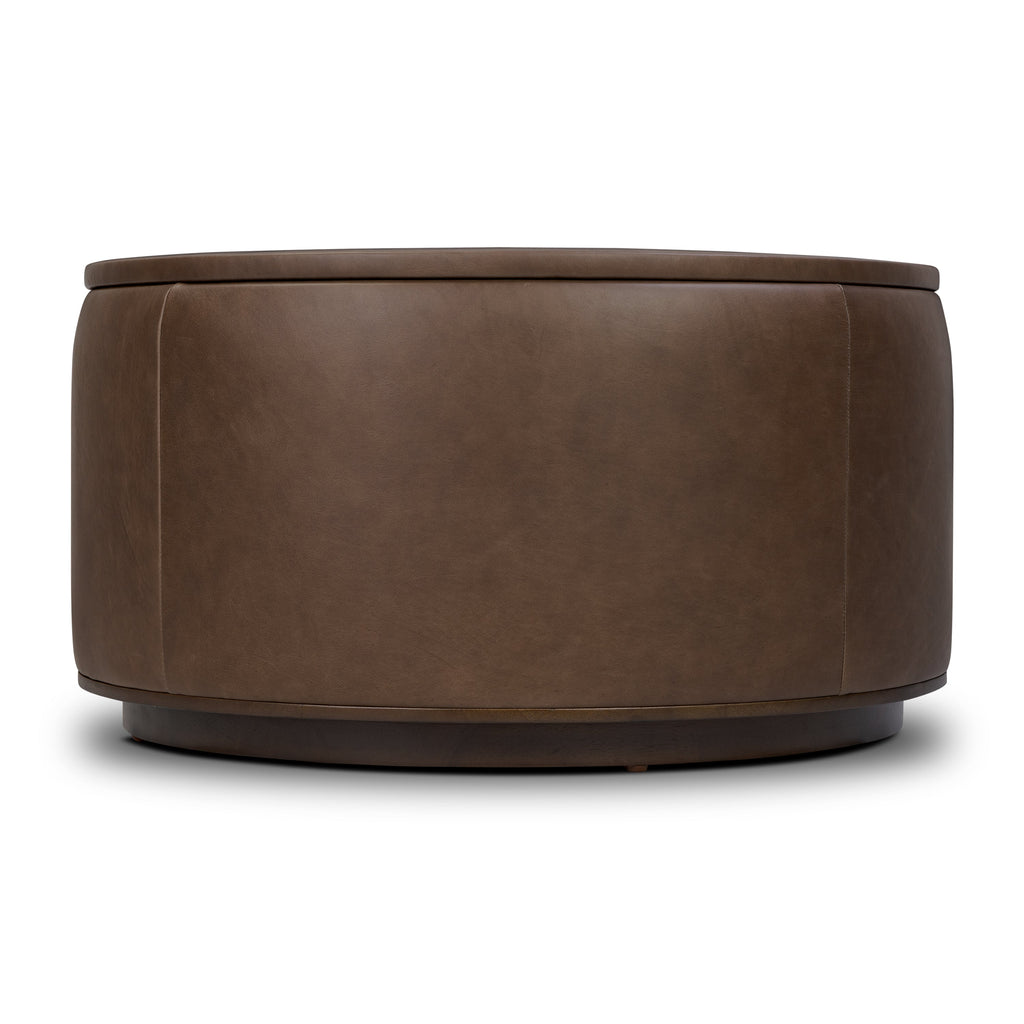 Pouf de rangement en cuir | Marron cacao