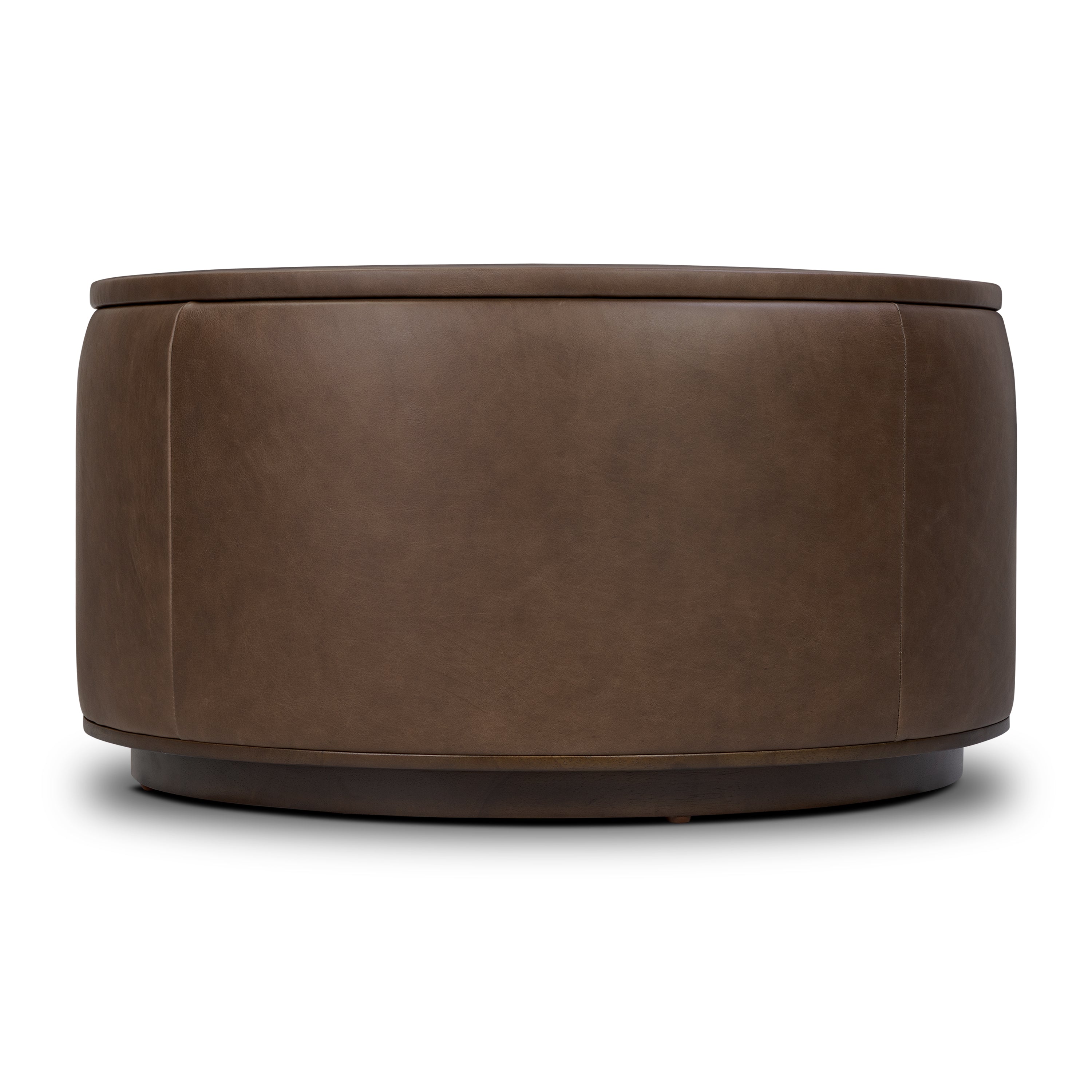 Pouf de rangement en cuir | Marron cacao