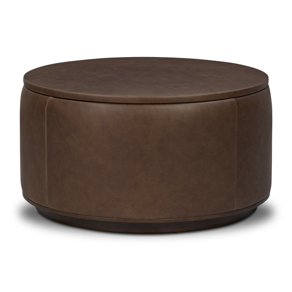 Pouf de rangement en cuir | Marron cacao