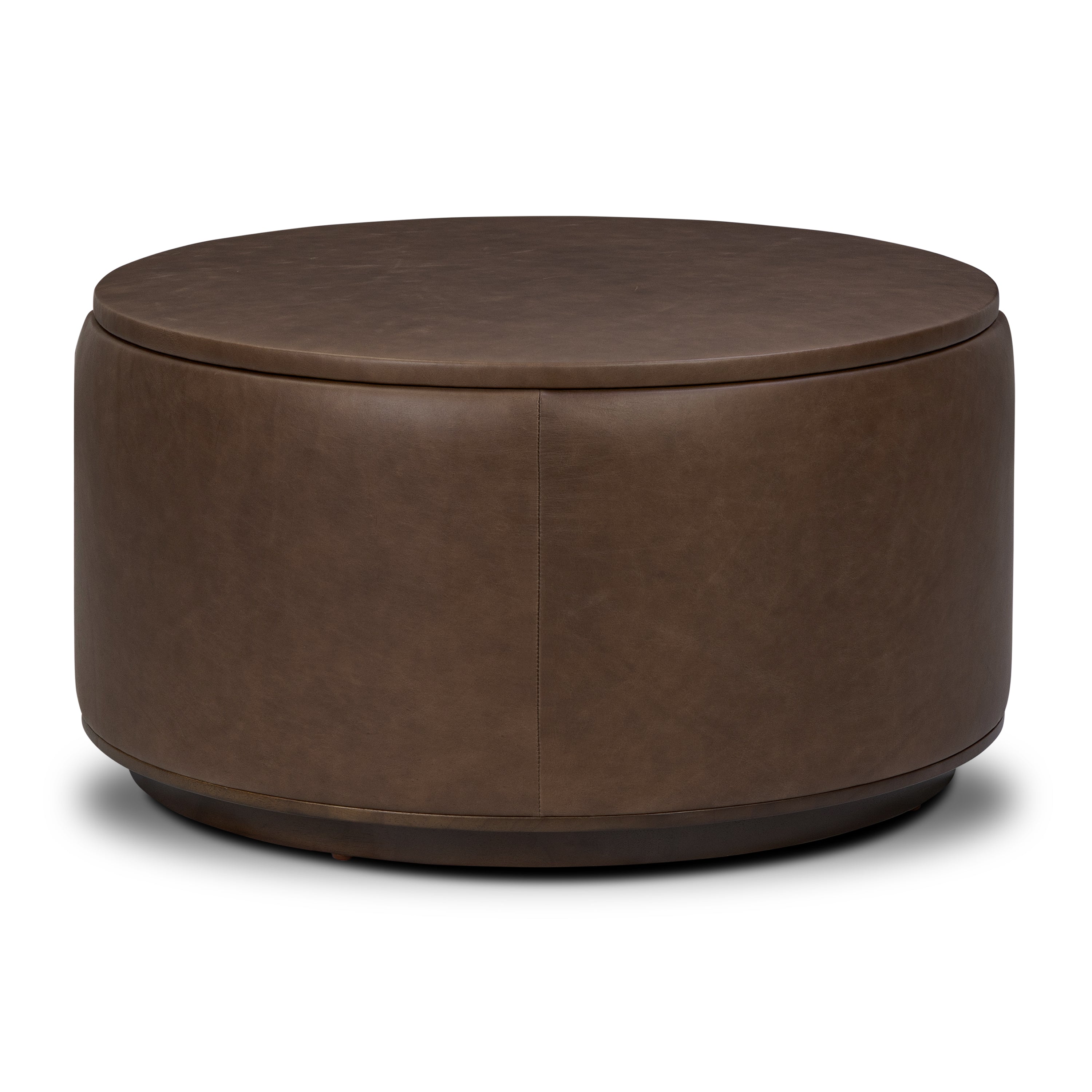 Pouf de rangement en cuir | Marron cacao