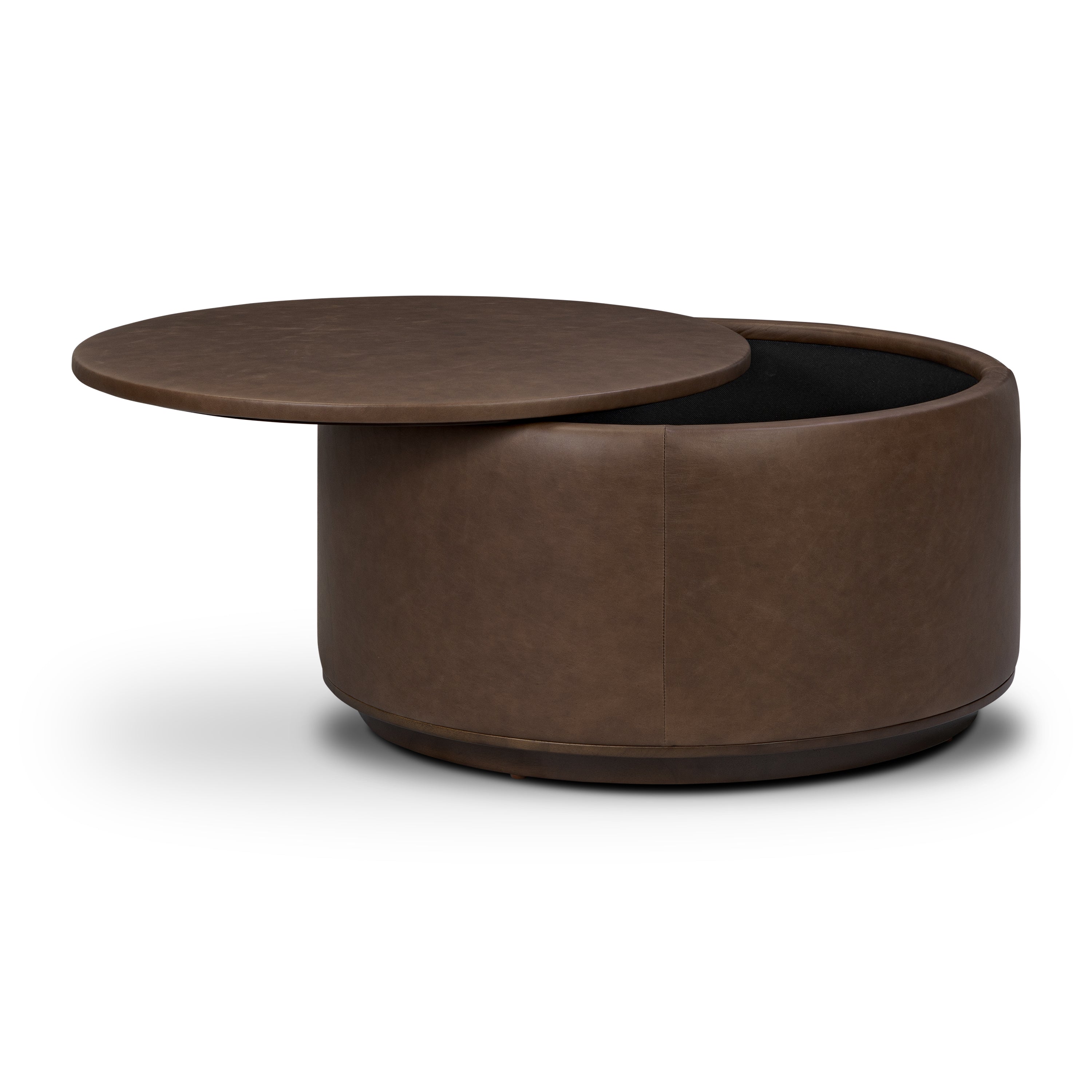 Pouf de rangement en cuir | Marron cacao