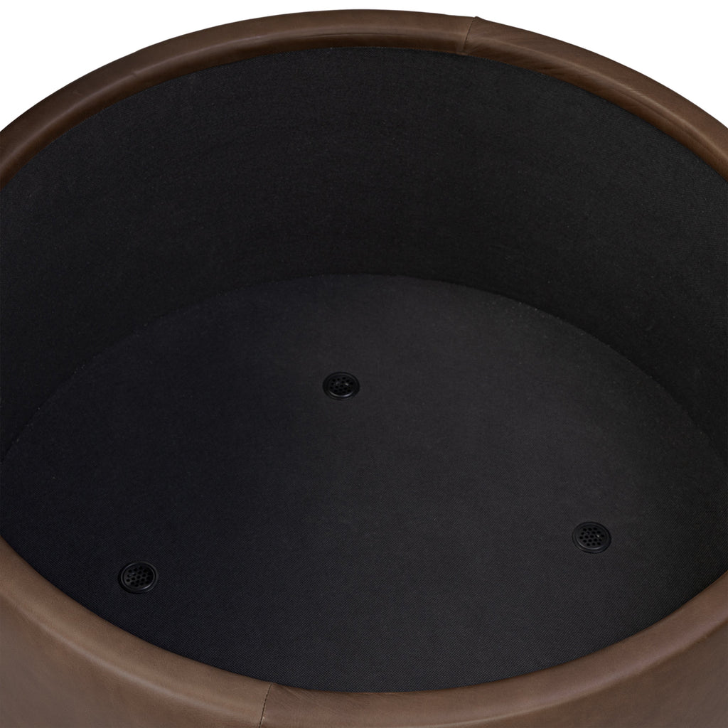 Pouf de rangement en cuir | Marron cacao