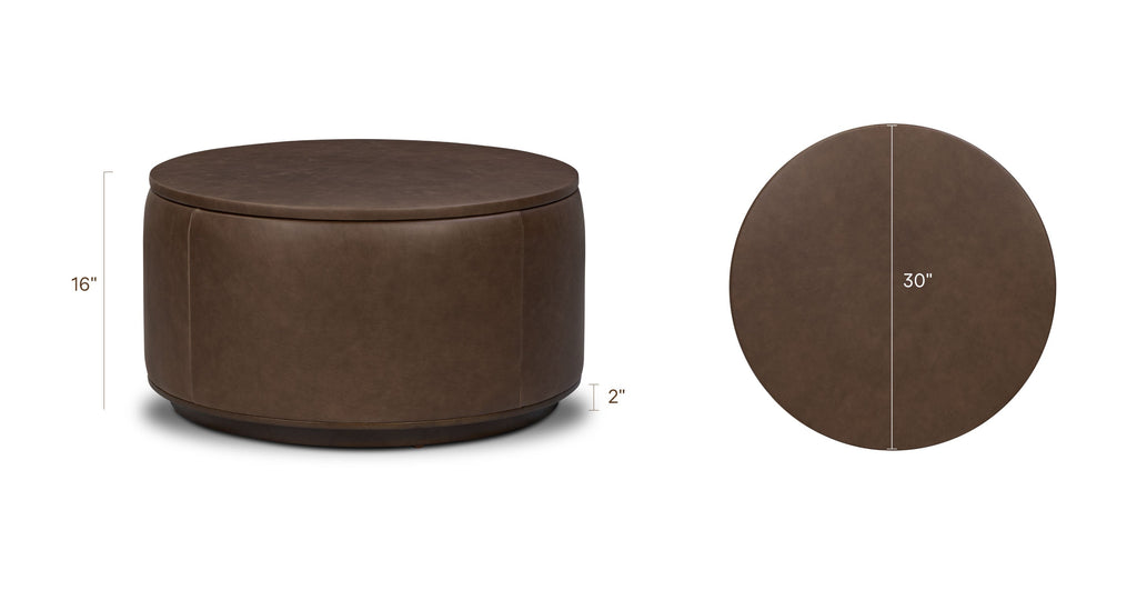 Pouf de rangement en cuir | Marron cacao