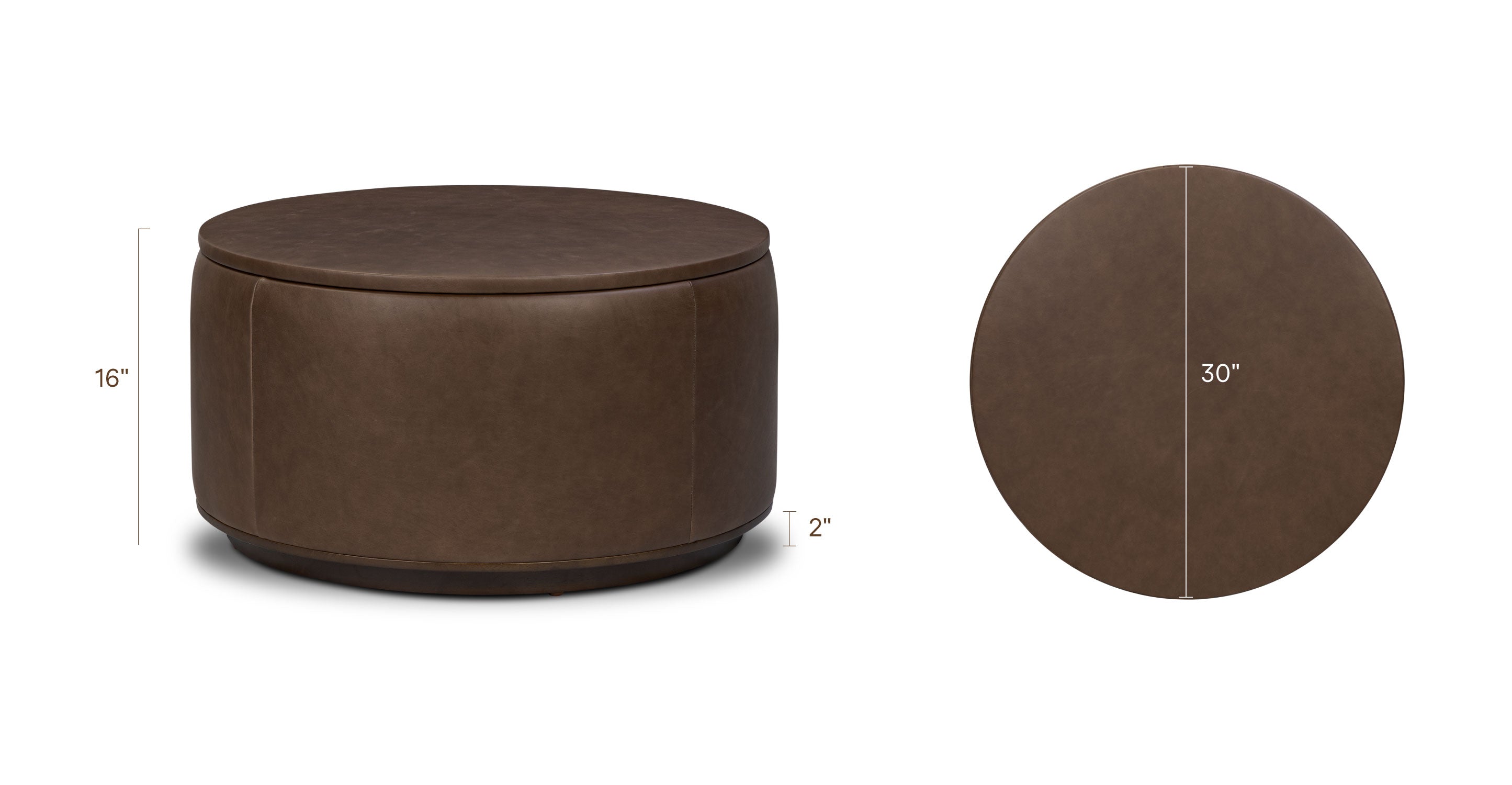 Pouf de rangement en cuir | Marron cacao
