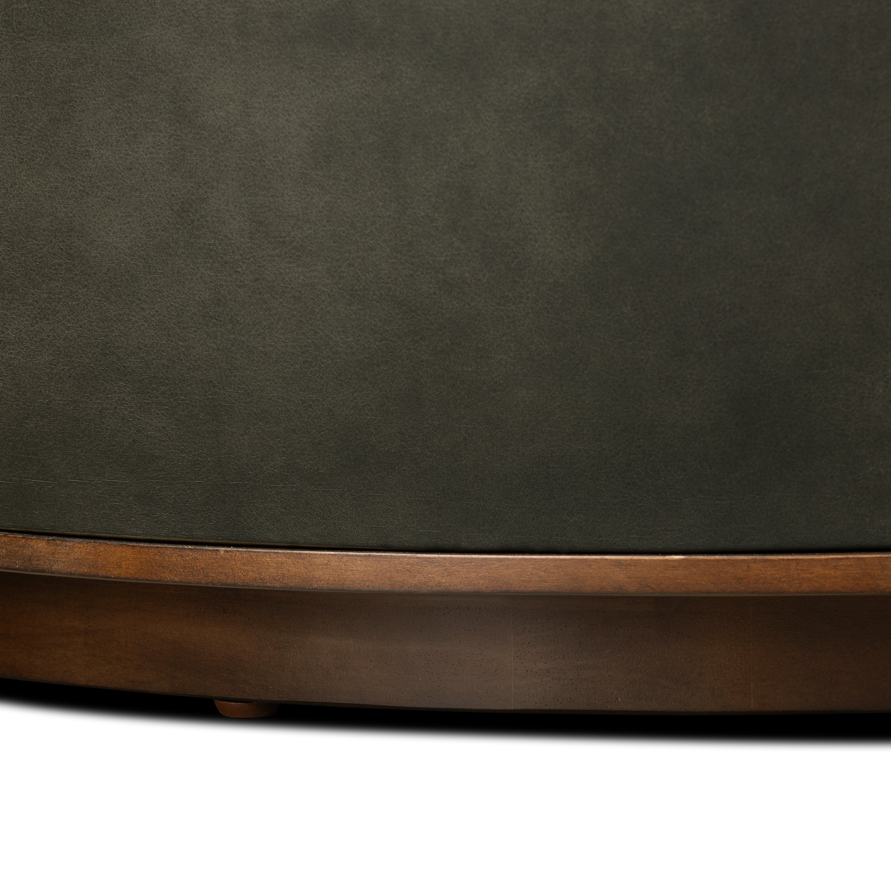 Pouf de rangement en cuir | Vert olive