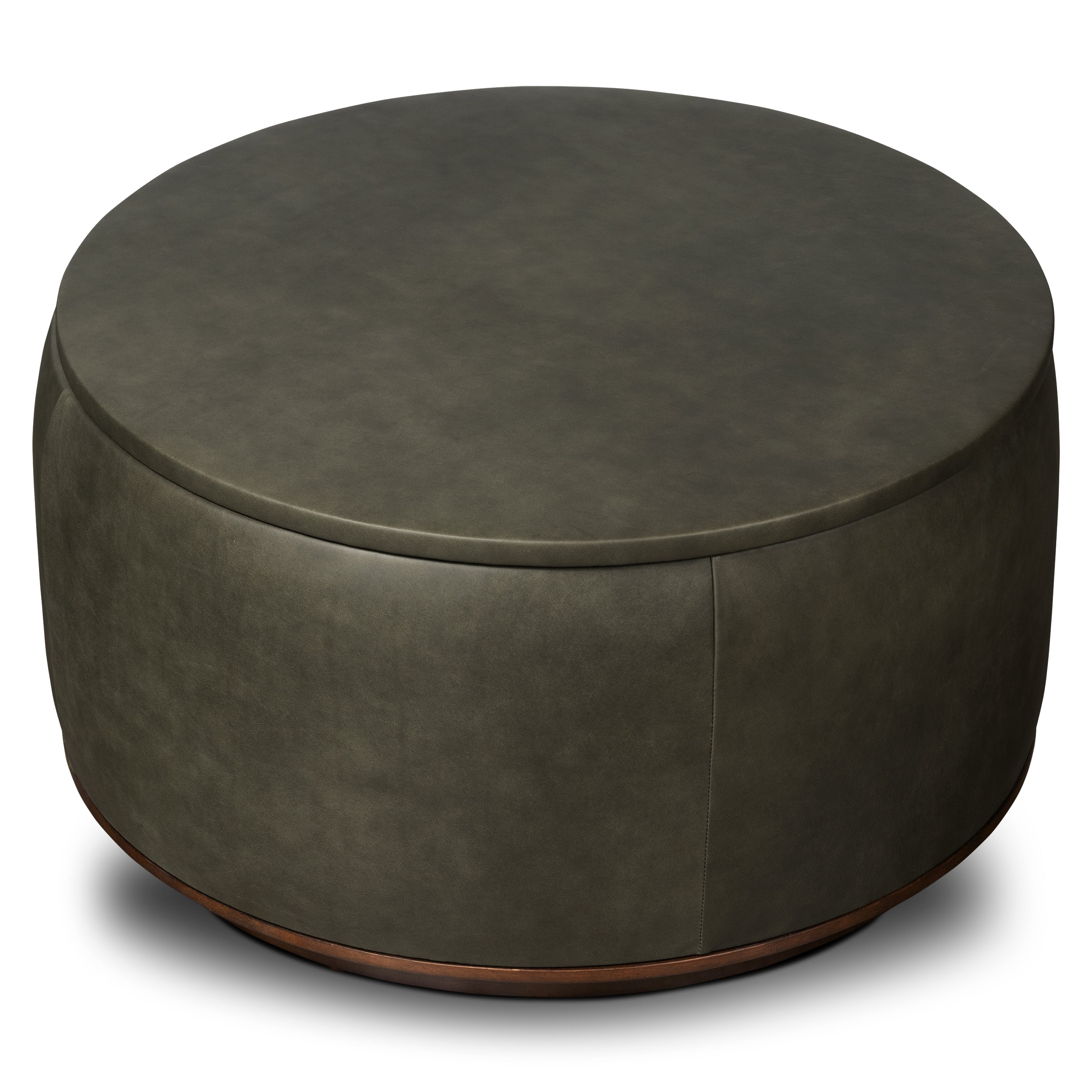 Pouf de rangement en cuir | Vert olive