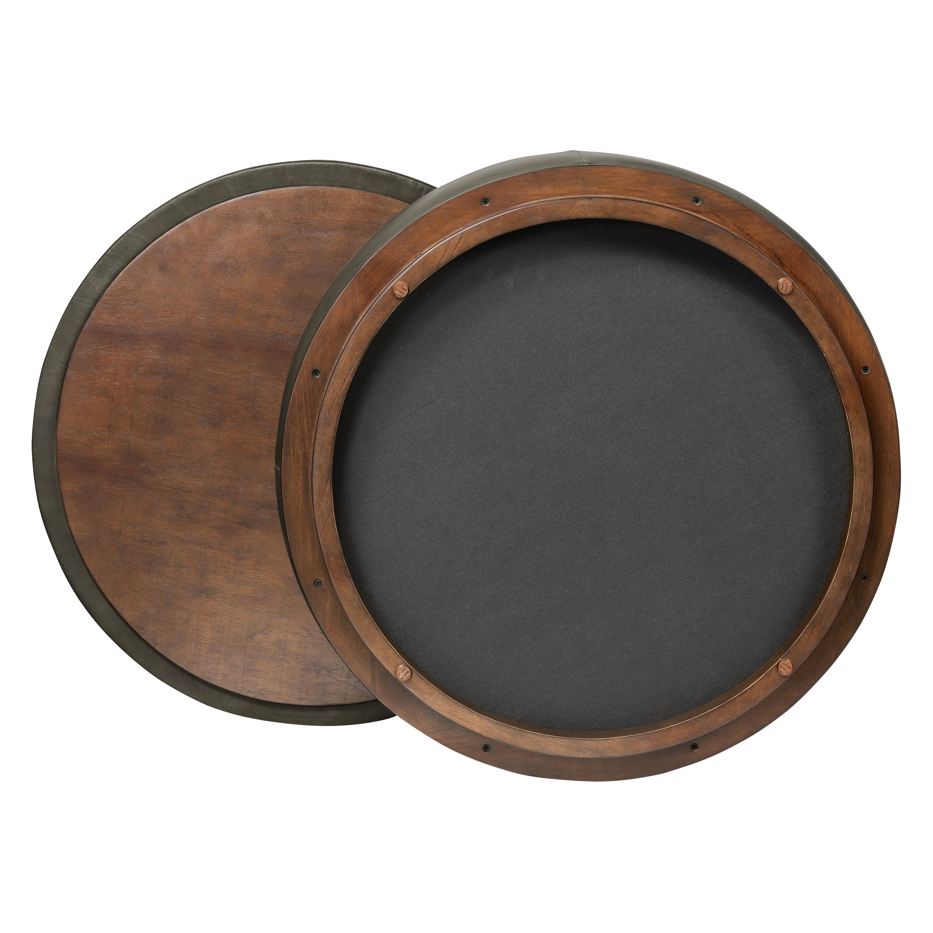 Pouf de rangement en cuir | Vert olive