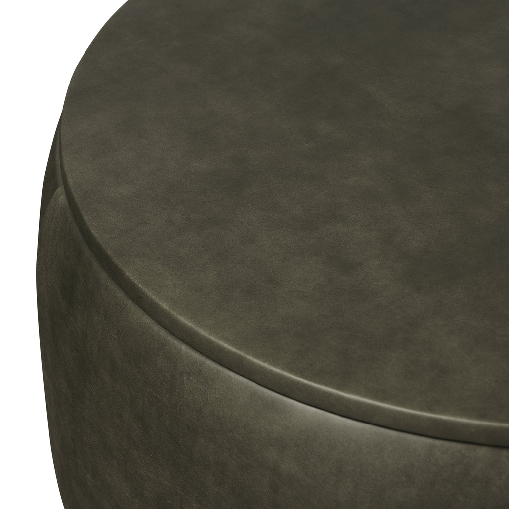 Pouf de rangement en cuir | Vert olive