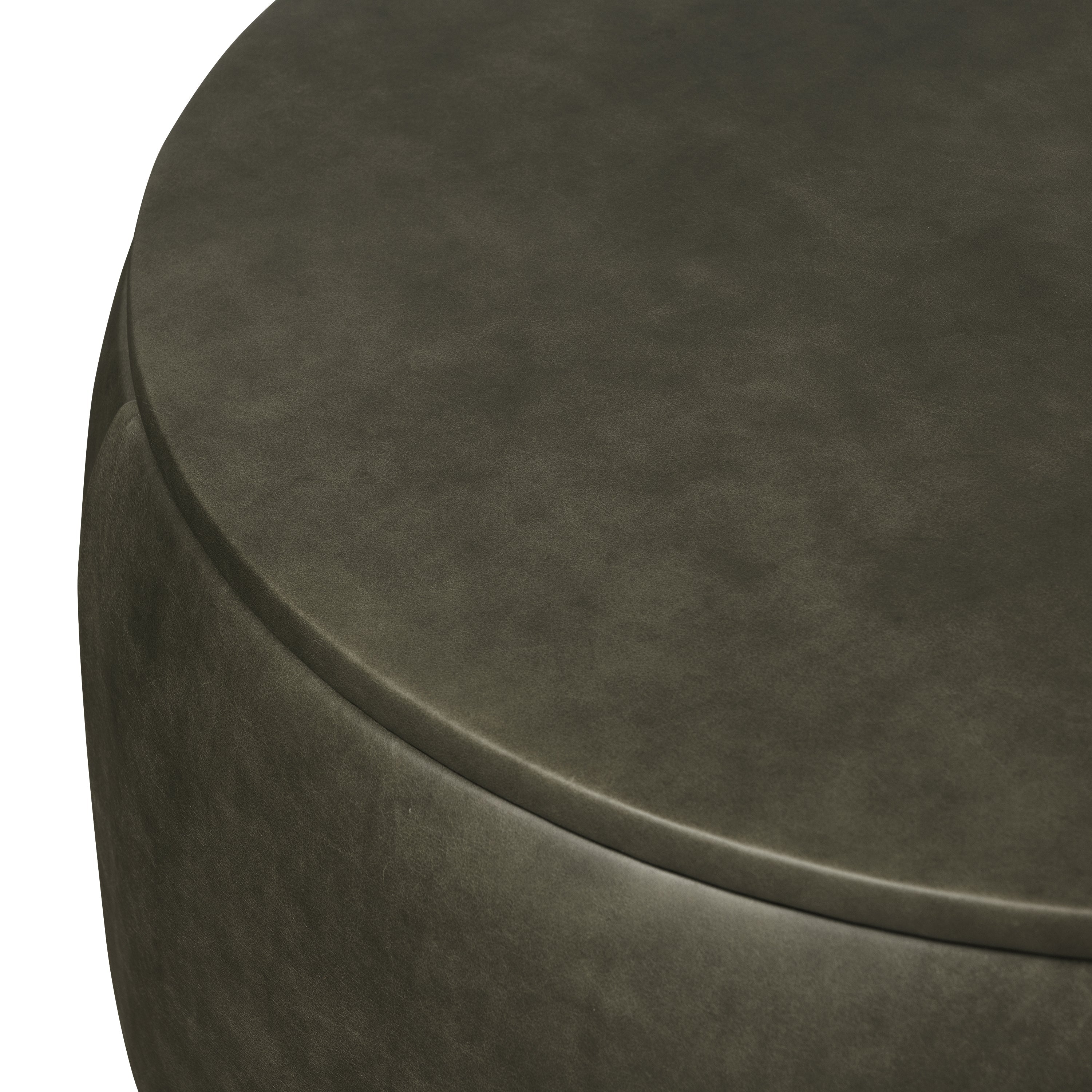 Pouf de rangement en cuir | Vert olive