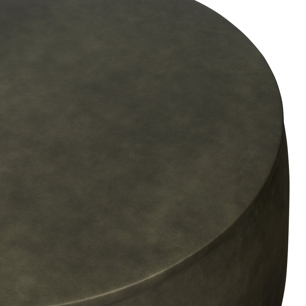 Pouf de rangement en cuir | Vert olive