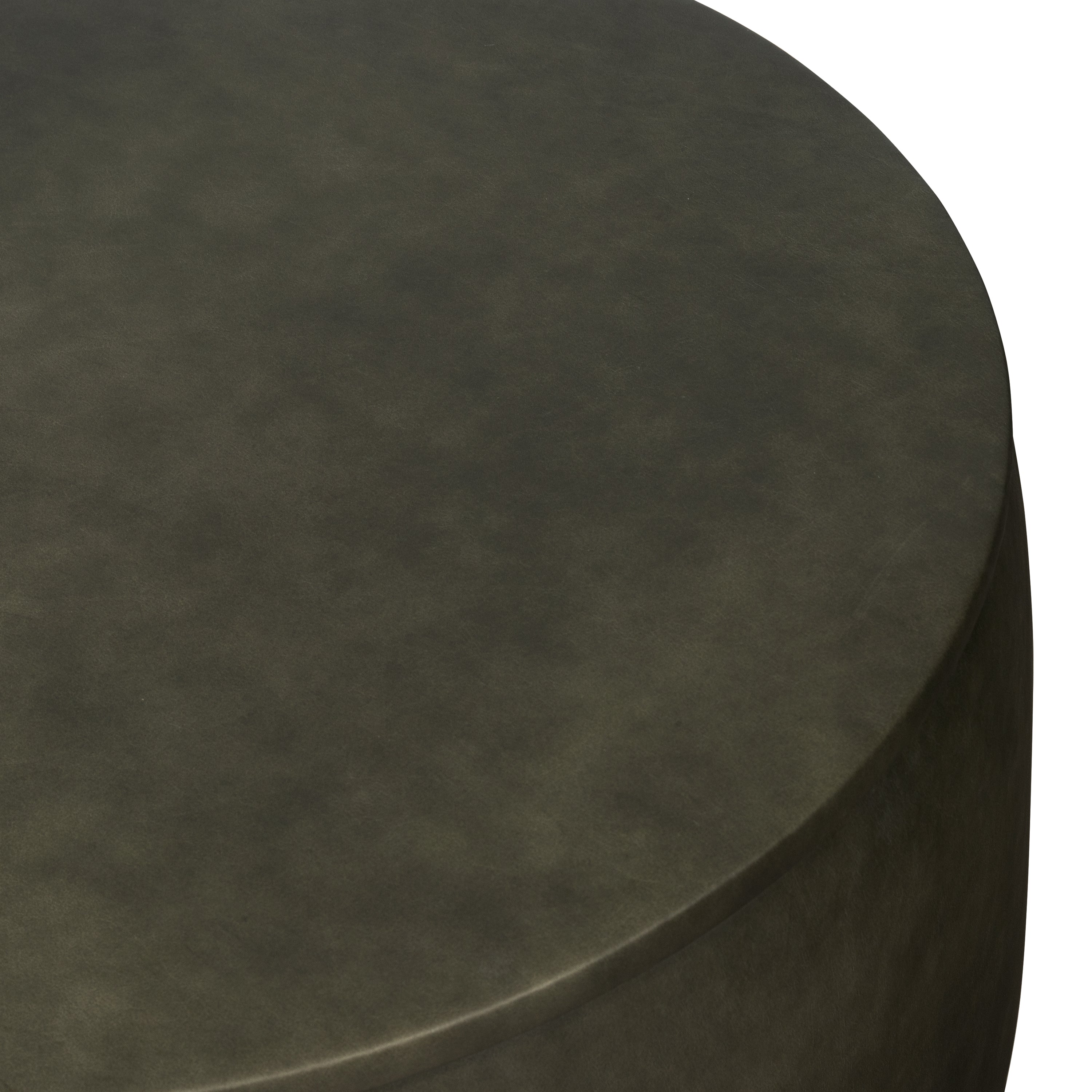 Pouf de rangement en cuir | Vert olive