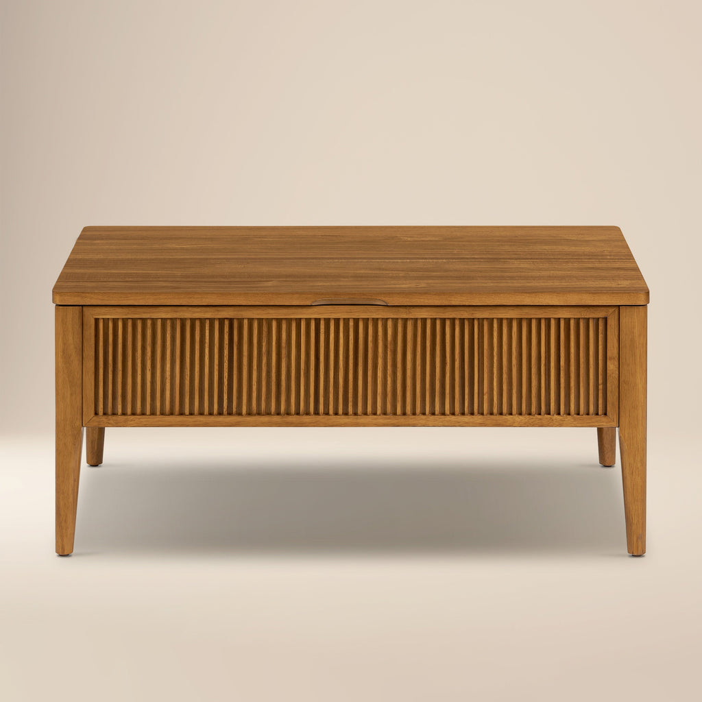 Table basse de rangement relevable | Marron clair