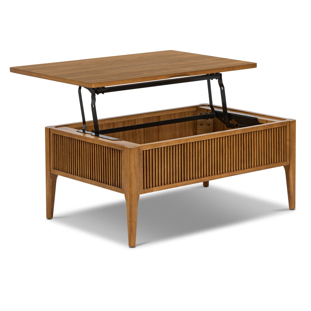 Table basse de rangement relevable | Marron clair