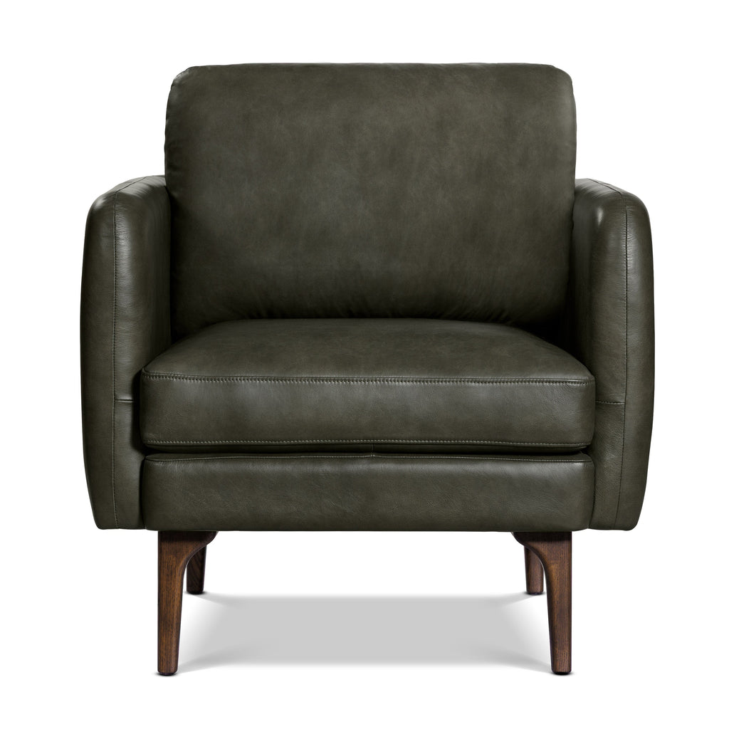 Fauteuil en cuir | Vert olivine