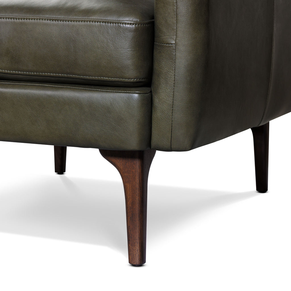 Fauteuil en cuir | Vert olivine