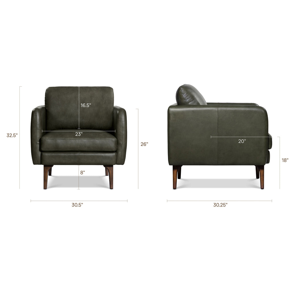Fauteuil en cuir | Vert olivine